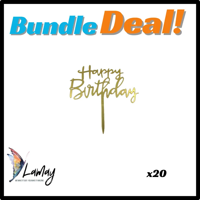 (3) Bundle Deal Acrylic Cake Topper 20pc