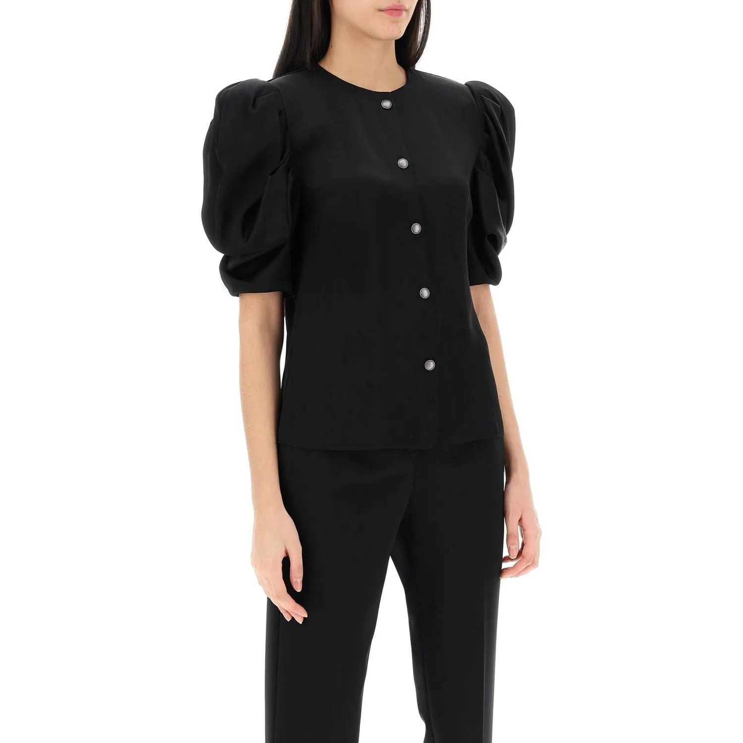 Alessandra Rich envers satin blouse with bouffant sleeves