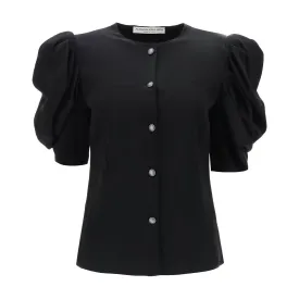 Alessandra Rich envers satin blouse with bouffant sleeves