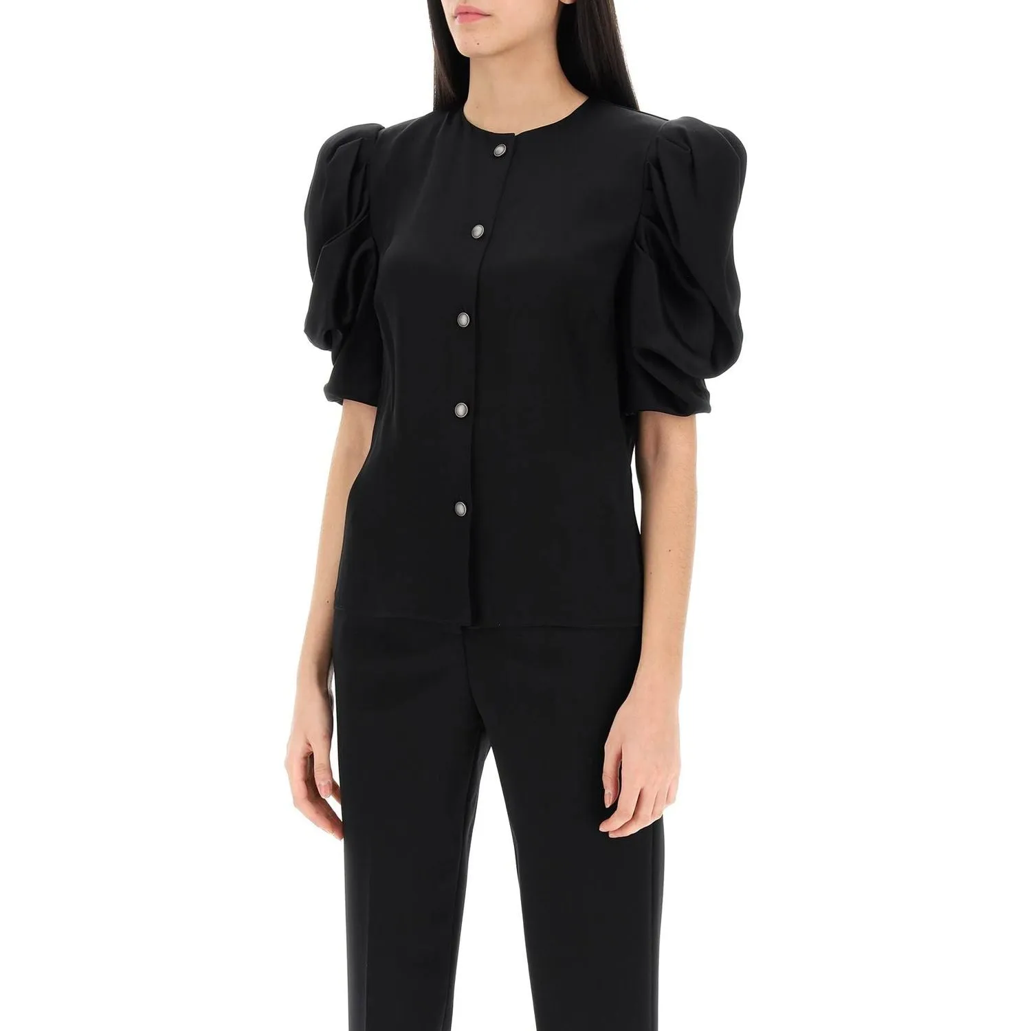 Alessandra Rich envers satin blouse with bouffant sleeves