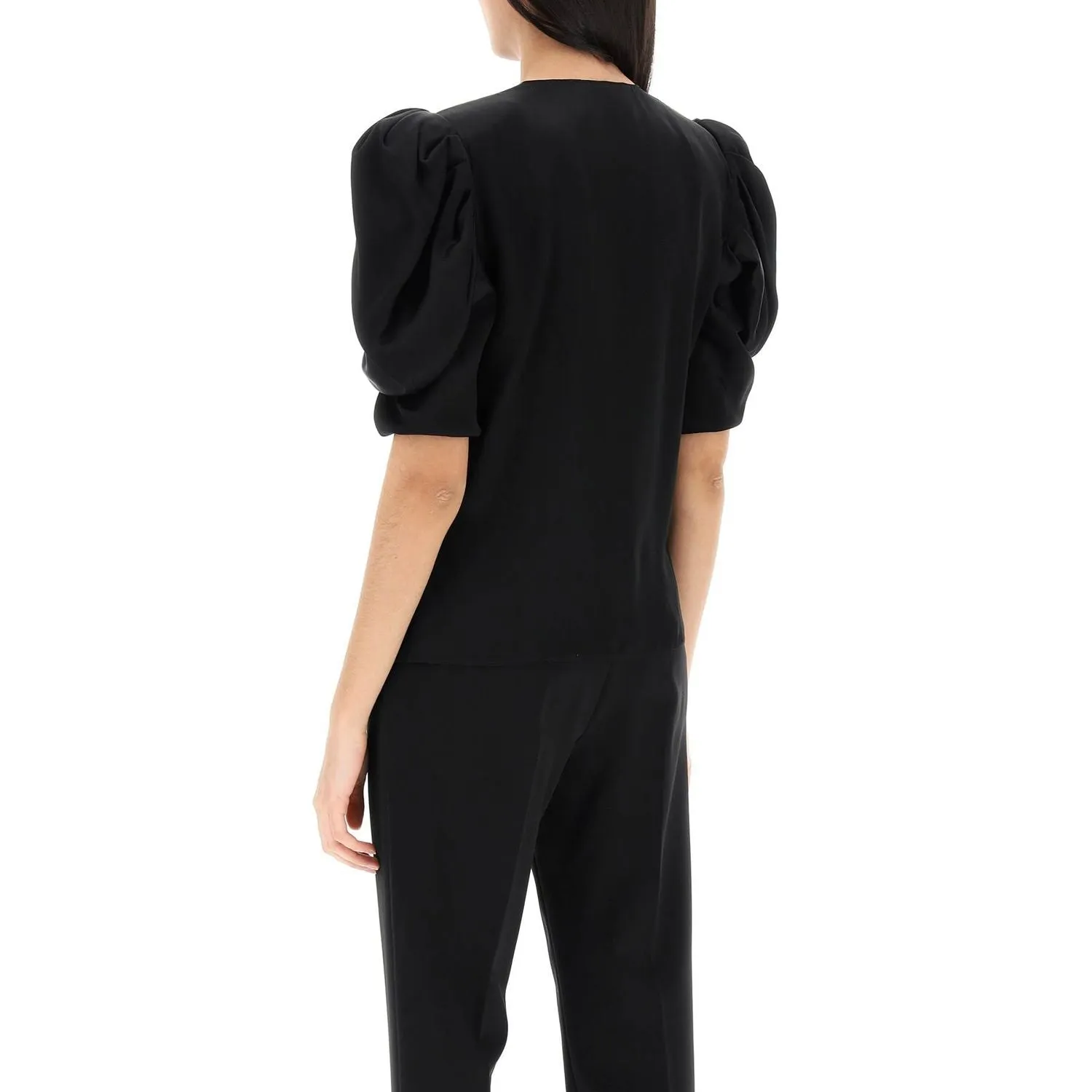 Alessandra Rich envers satin blouse with bouffant sleeves