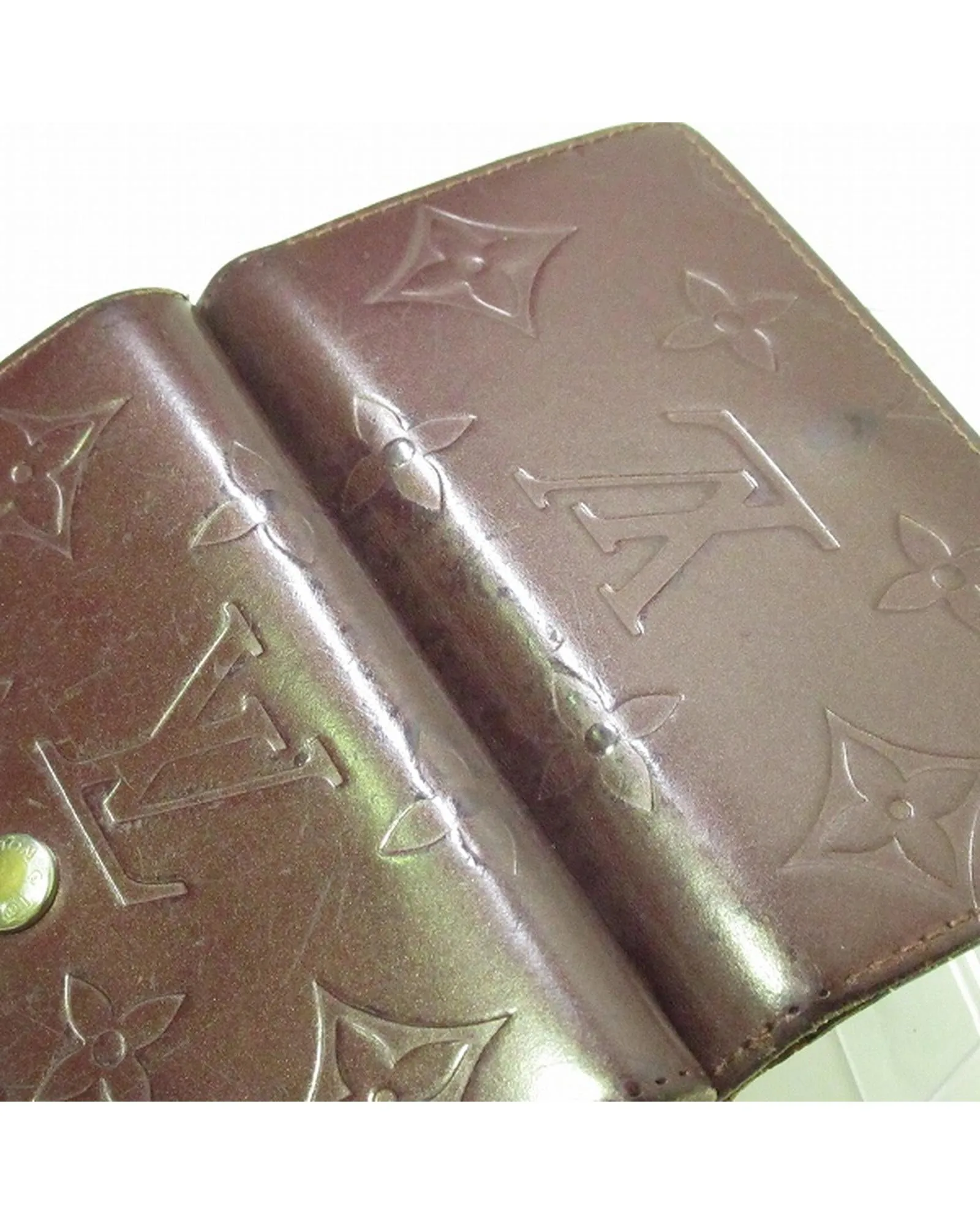 Authentic Louis Vuitton Tri-Fold Leather Wallet in Maroon