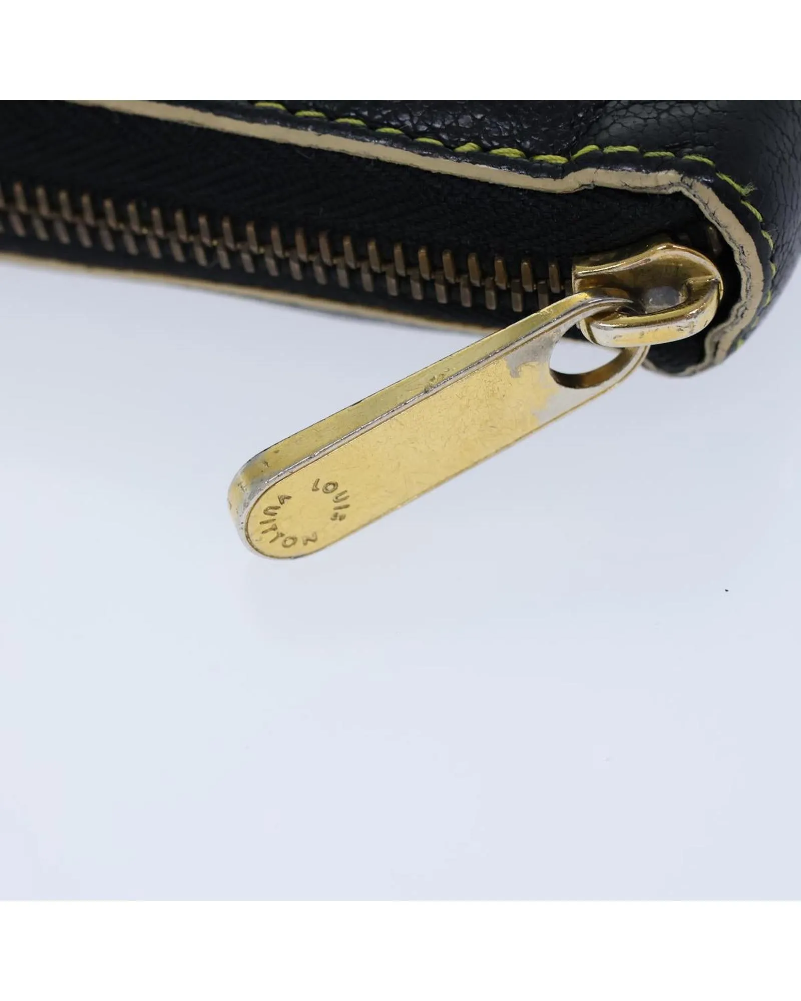 Black Leather Long Wallet with Zipper Closure and Multiple Card Slots