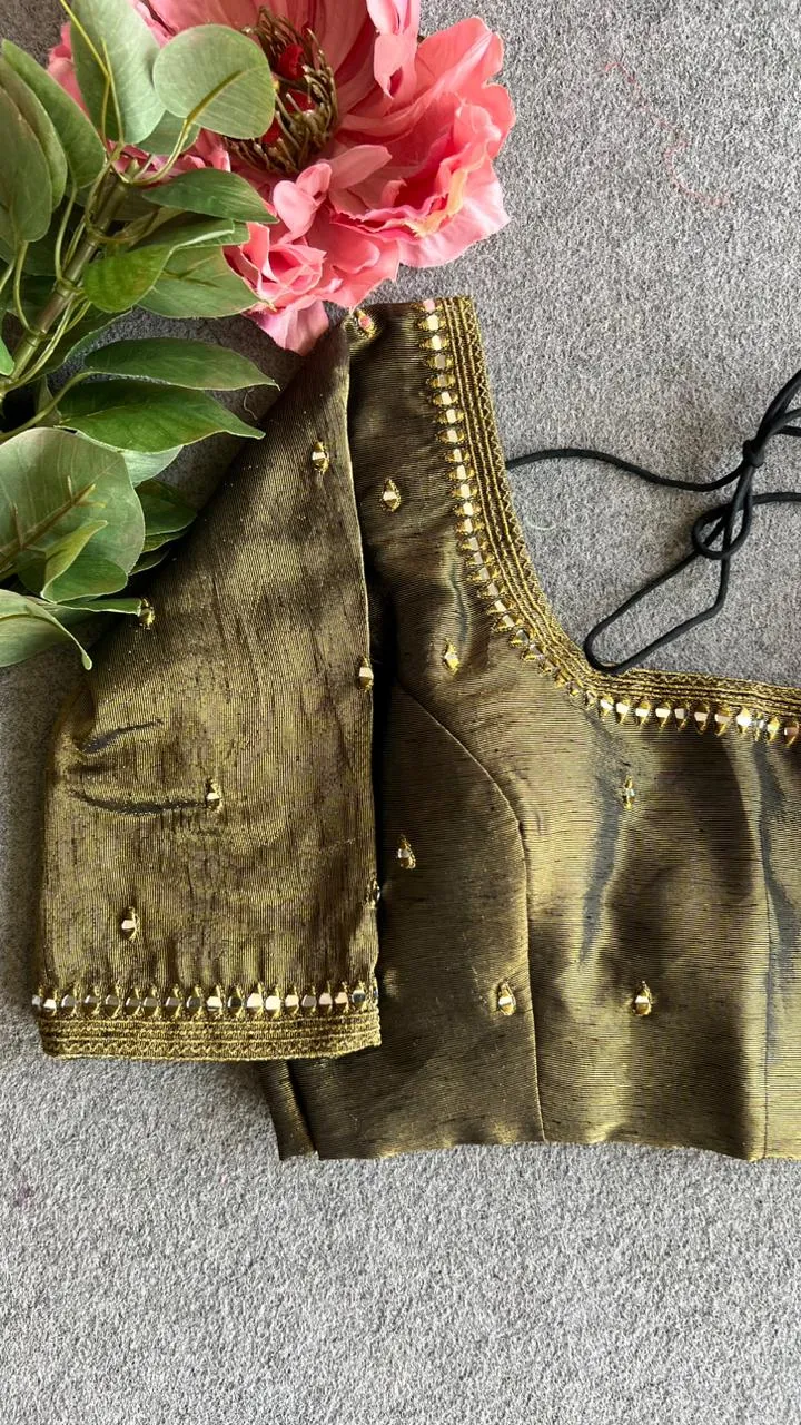Black tissue mirror embroidery blouse