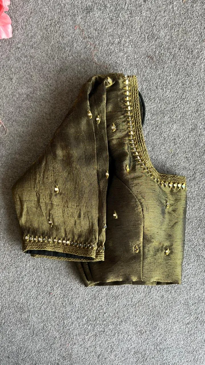 Black tissue mirror embroidery blouse