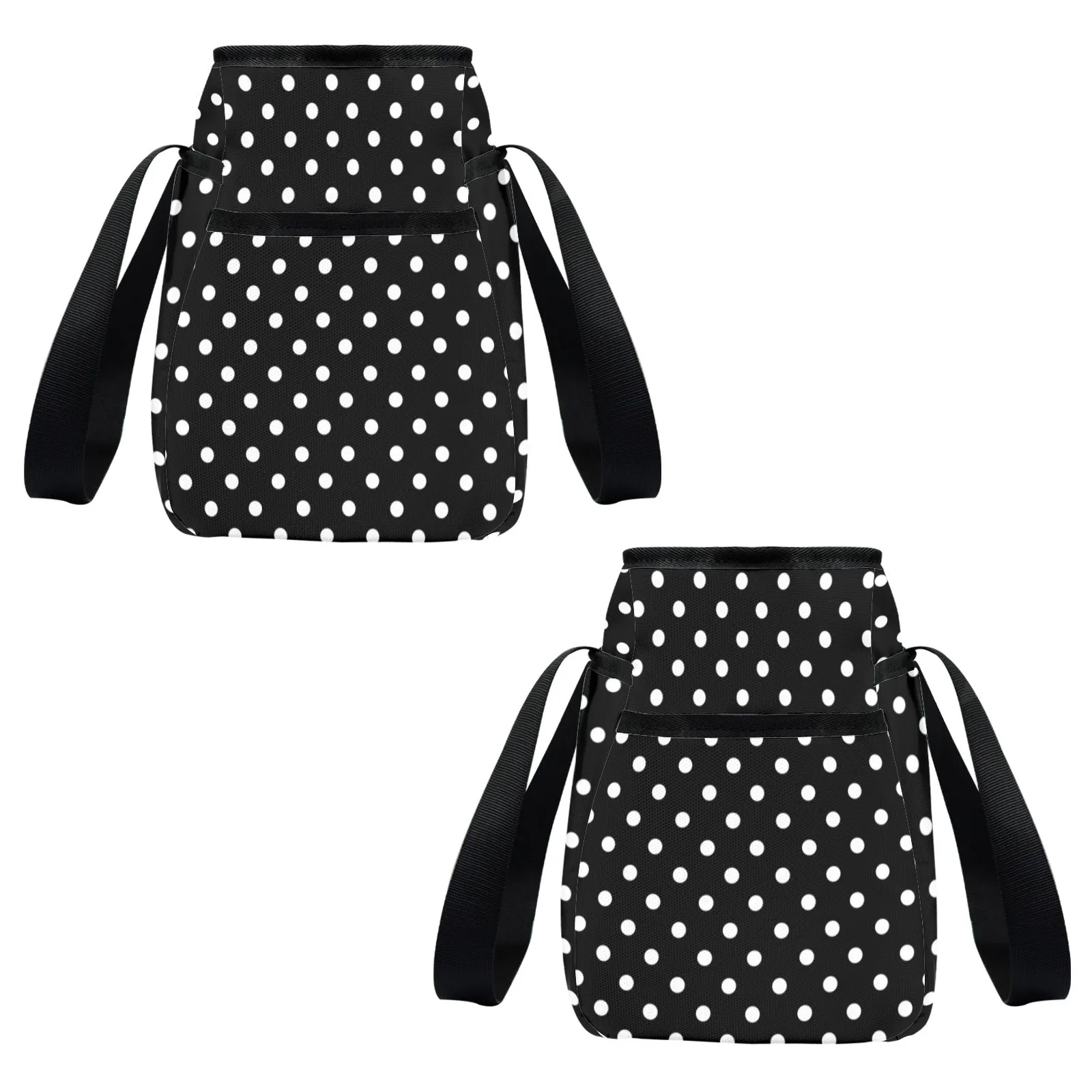 Black With White Polka Dots Large Capacity Insulated Tote Bag