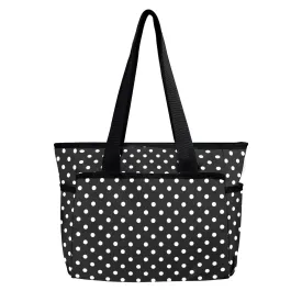 Black With White Polka Dots Large Capacity Insulated Tote Bag