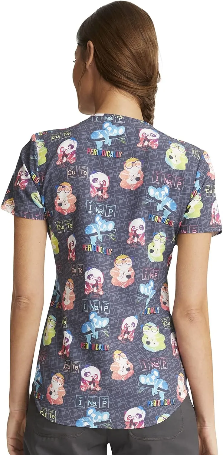 Cherokee Prints Women Scrubs Top V-Neck Print CK637