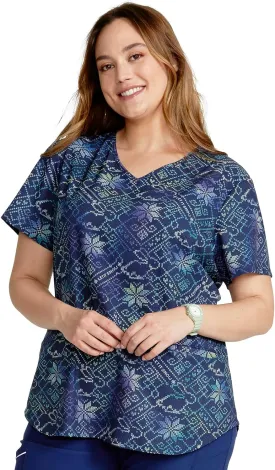 Cherokee Prints Women Scrubs Top V-Neck Print CK637