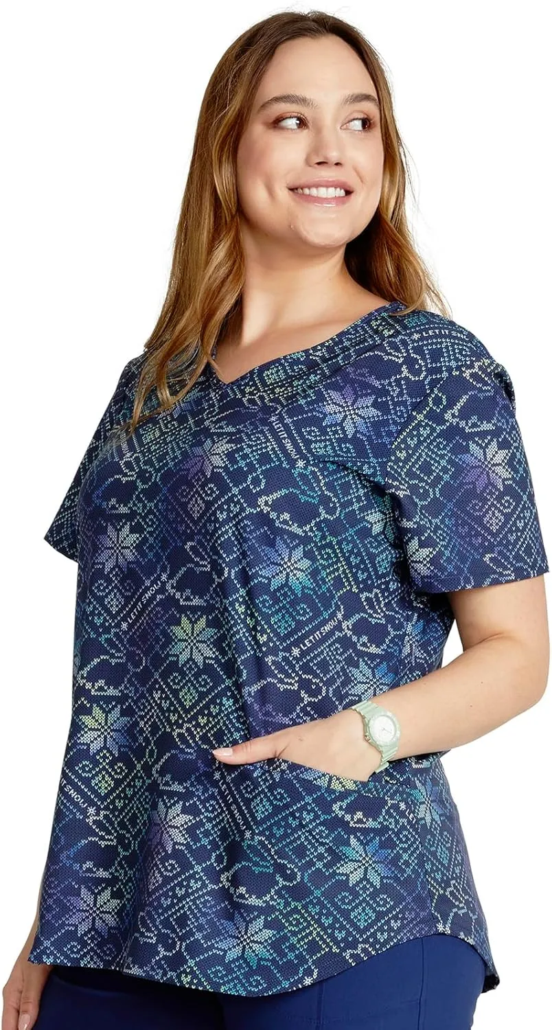 Cherokee Prints Women Scrubs Top V-Neck Print CK637