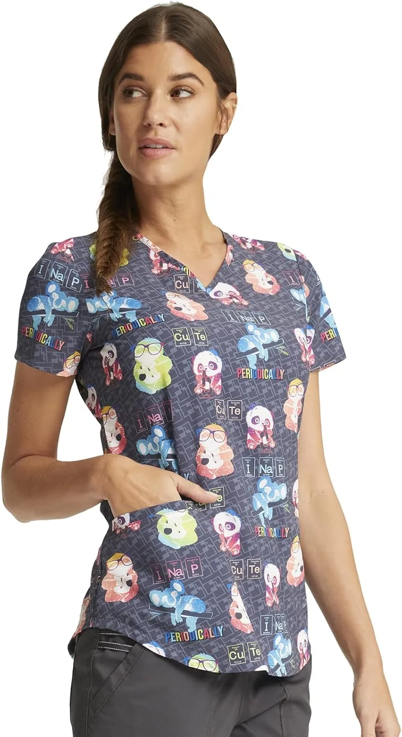 Cherokee Prints Women Scrubs Top V-Neck Print CK637