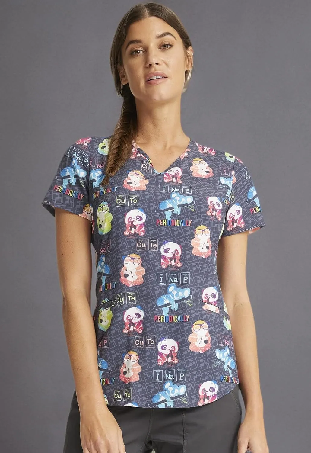 Cherokee Prints Women Scrubs Top V-Neck Print CK637