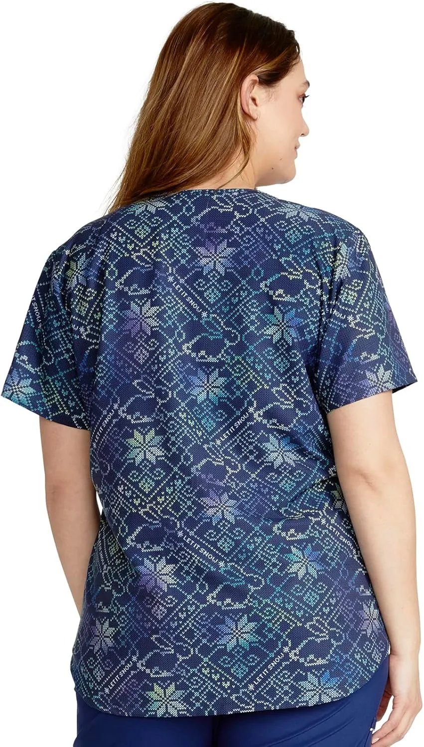 Cherokee Prints Women Scrubs Top V-Neck Print CK637