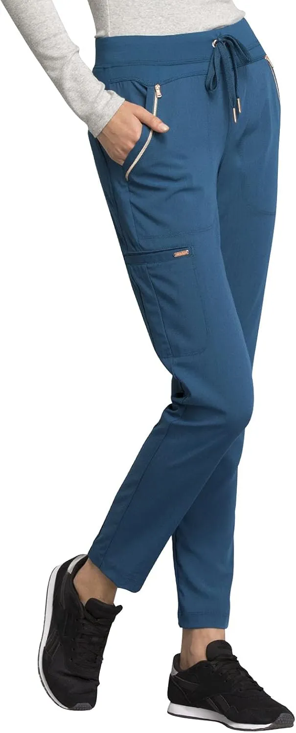 Cherokee Statement Women Scrubs Pant Mid Rise Tapered Leg Drawstring CK055