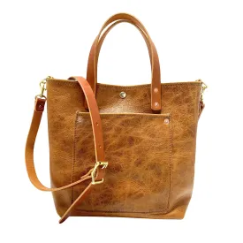 Claremont Crossbody Leather Tote in Light Umber