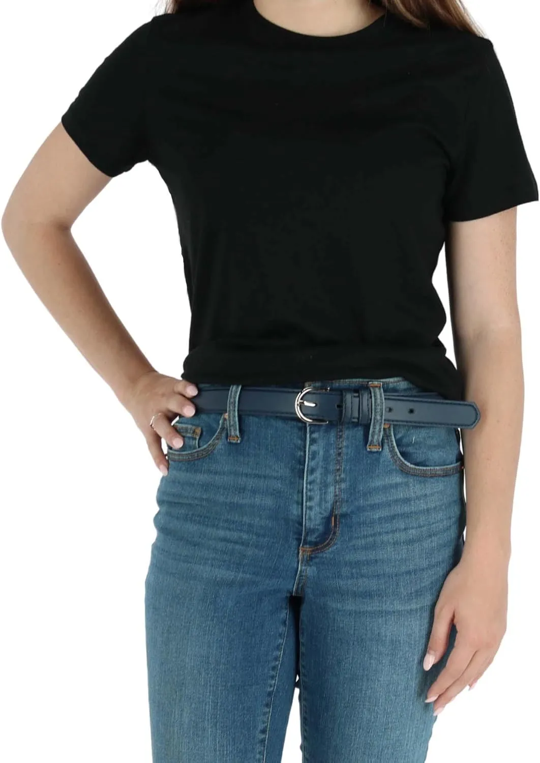 CTM Women's Leather 1 1/8 Inch Dress Belt