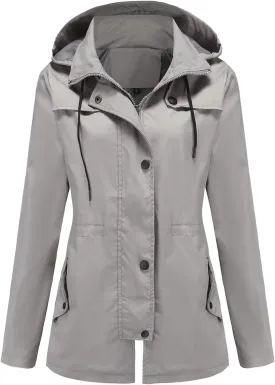 DOSLAVIDA Women's Rain Jacket Waterproof Hooded Windbreaker Lightweight Trench Coat Active Outdoor Raincoat With Hood