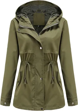 DOSLAVIDA Women's Rain Jacket Waterproof Hooded Windbreaker Lightweight Trench Coat Active Outdoor Raincoat With Hood