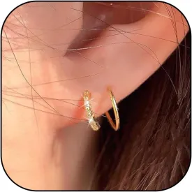Double Hoop Earrings for Women Single Piercing Tiny Twist Earrings for One Hole Spiral Fake Multiple Piercings Earings Cartilage Conch Helix Piercing Jewelry