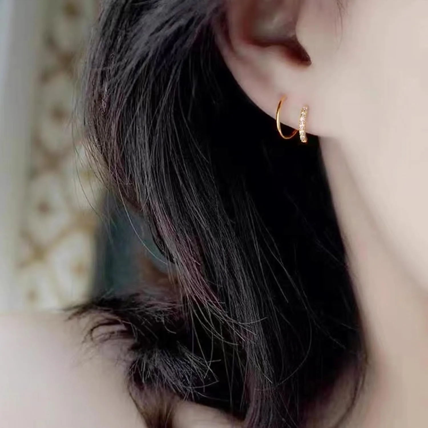 Double Hoop Earrings for Women Single Piercing Tiny Twist Earrings for One Hole Spiral Fake Multiple Piercings Earings Cartilage Conch Helix Piercing Jewelry