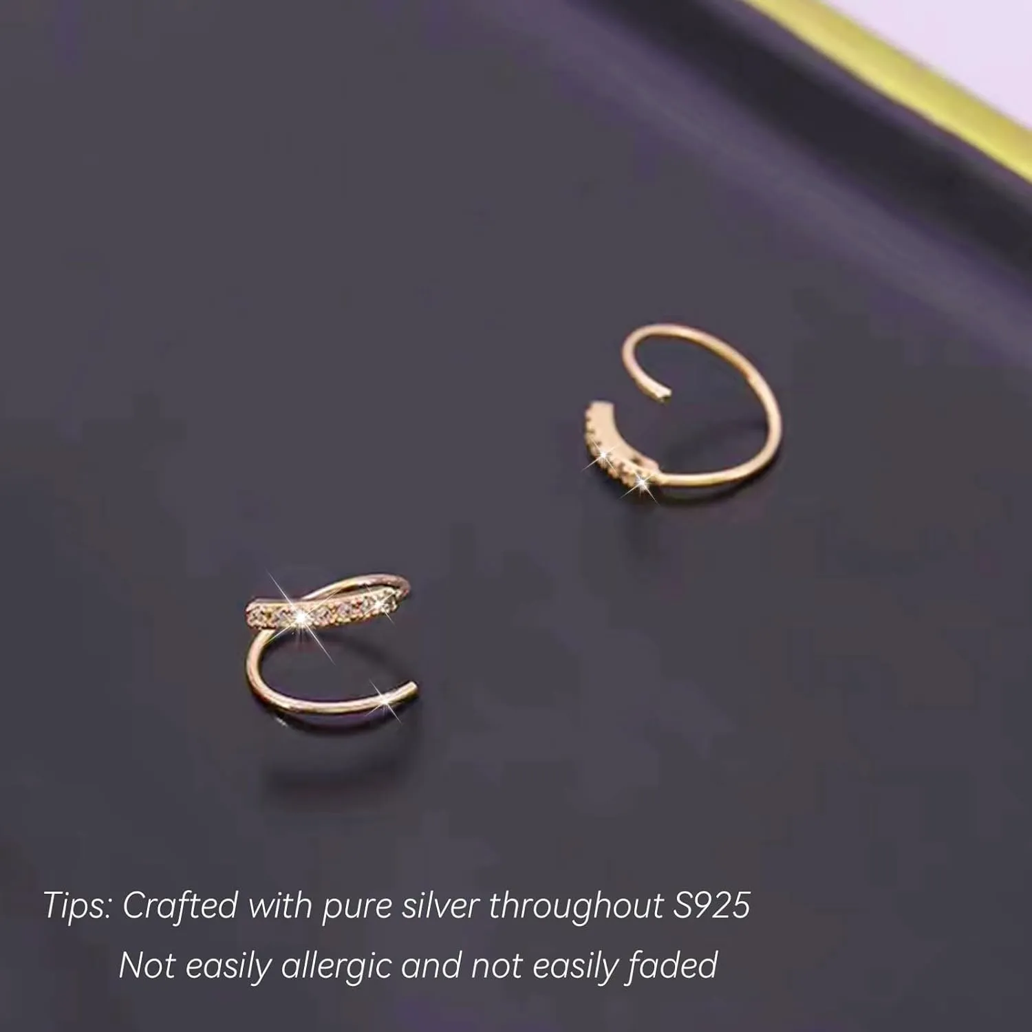 Double Hoop Earrings for Women Single Piercing Tiny Twist Earrings for One Hole Spiral Fake Multiple Piercings Earings Cartilage Conch Helix Piercing Jewelry