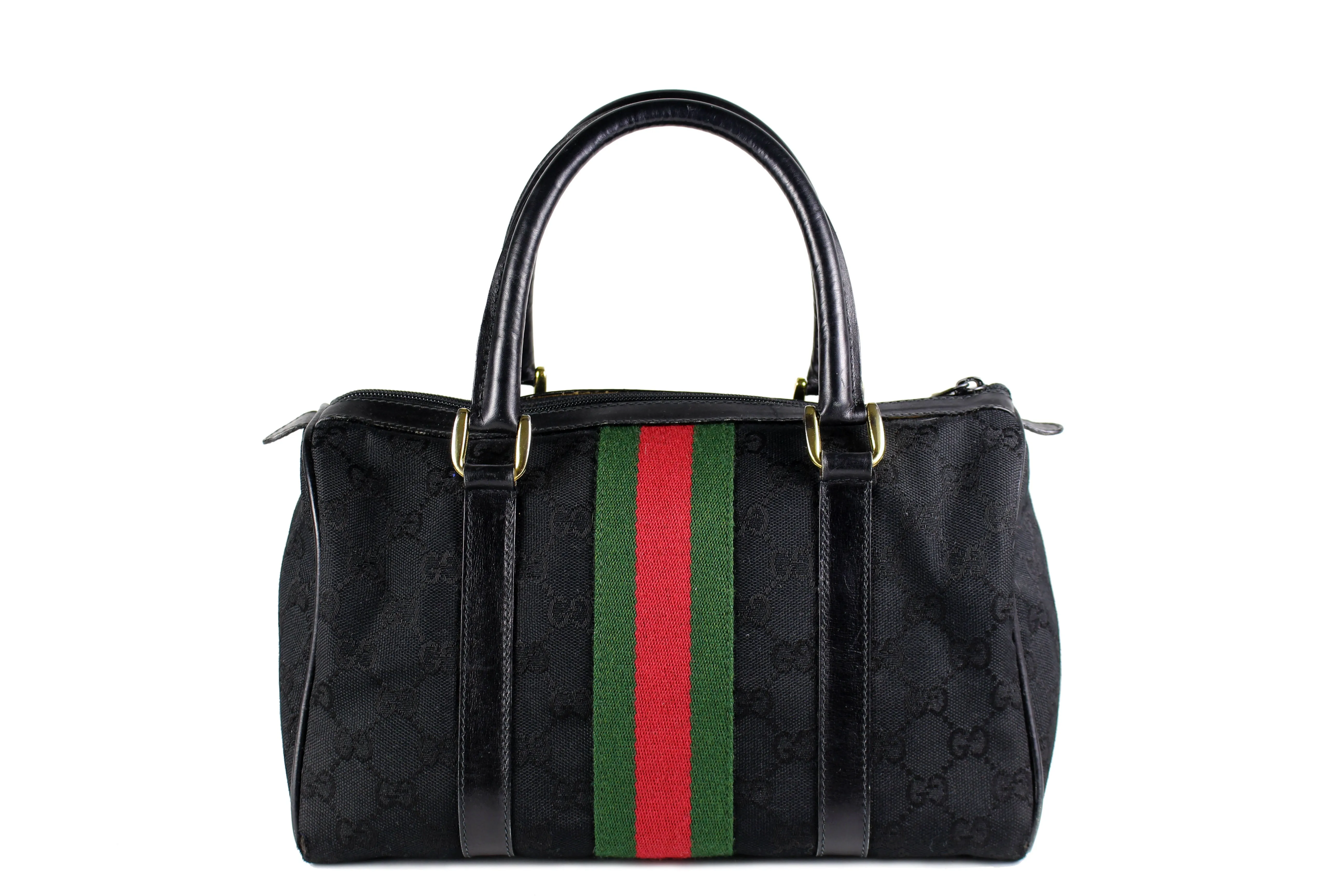 GUCCI Boston black monogram fabric canvas bag