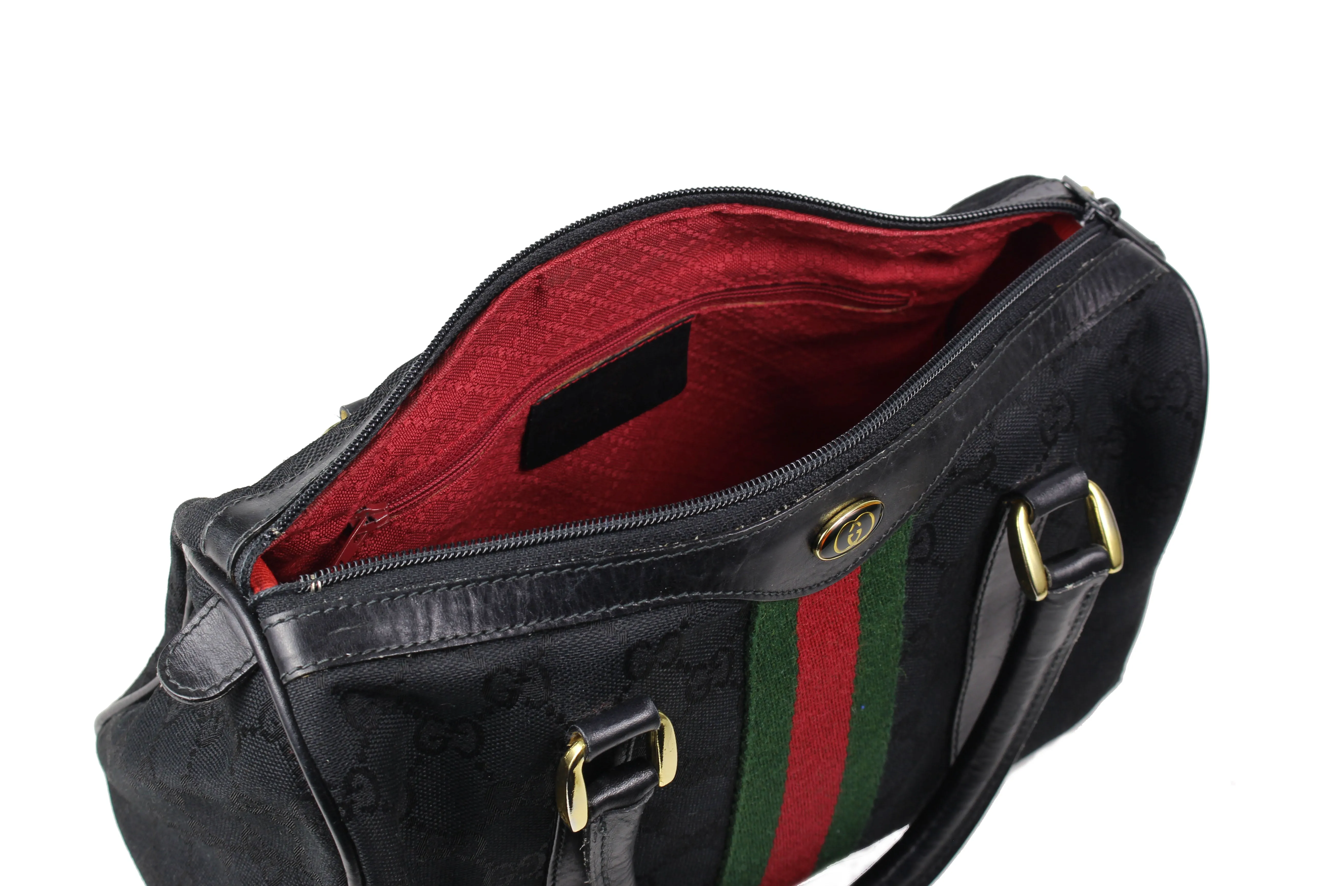 GUCCI Boston black monogram fabric canvas bag