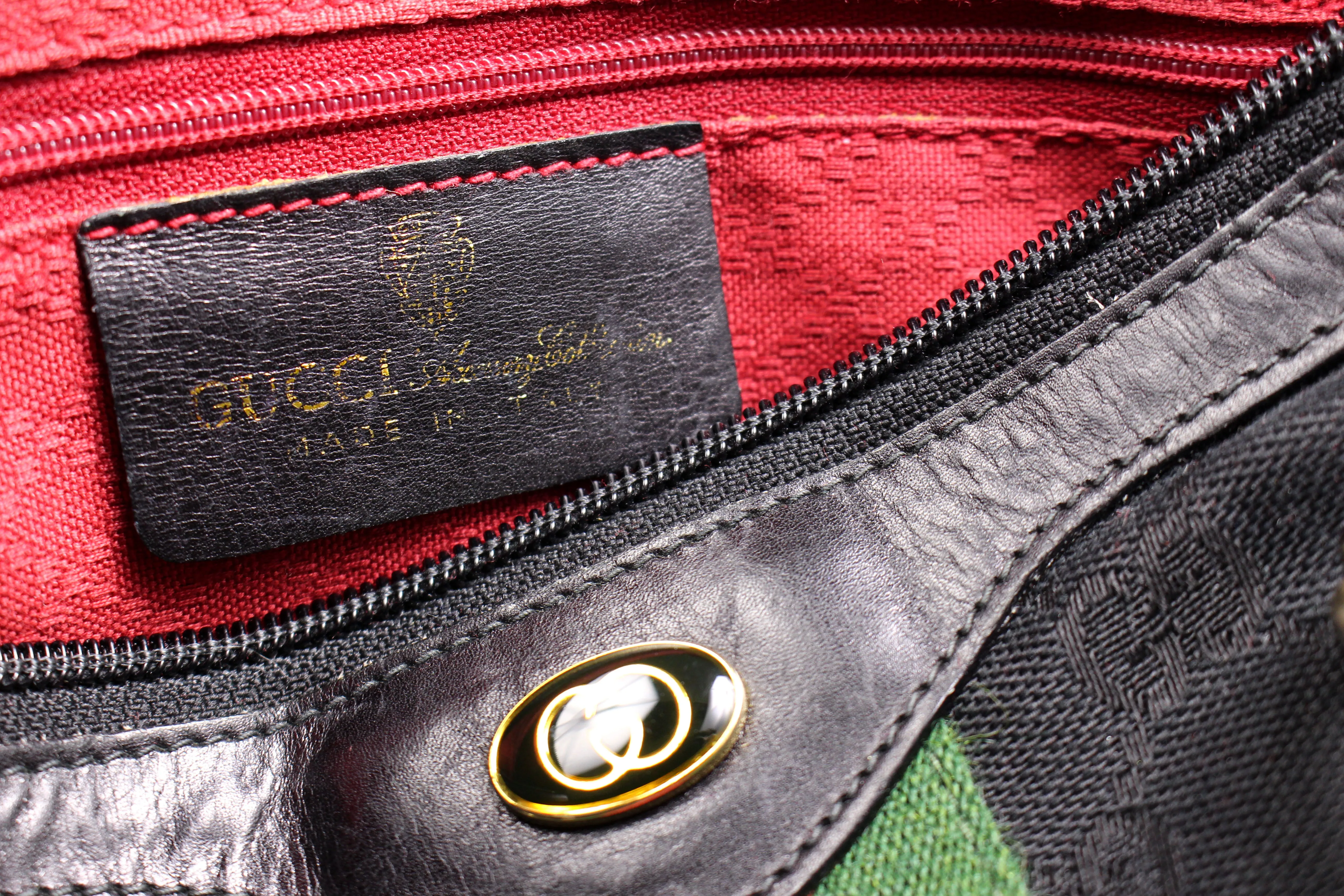 GUCCI Boston black monogram fabric canvas bag