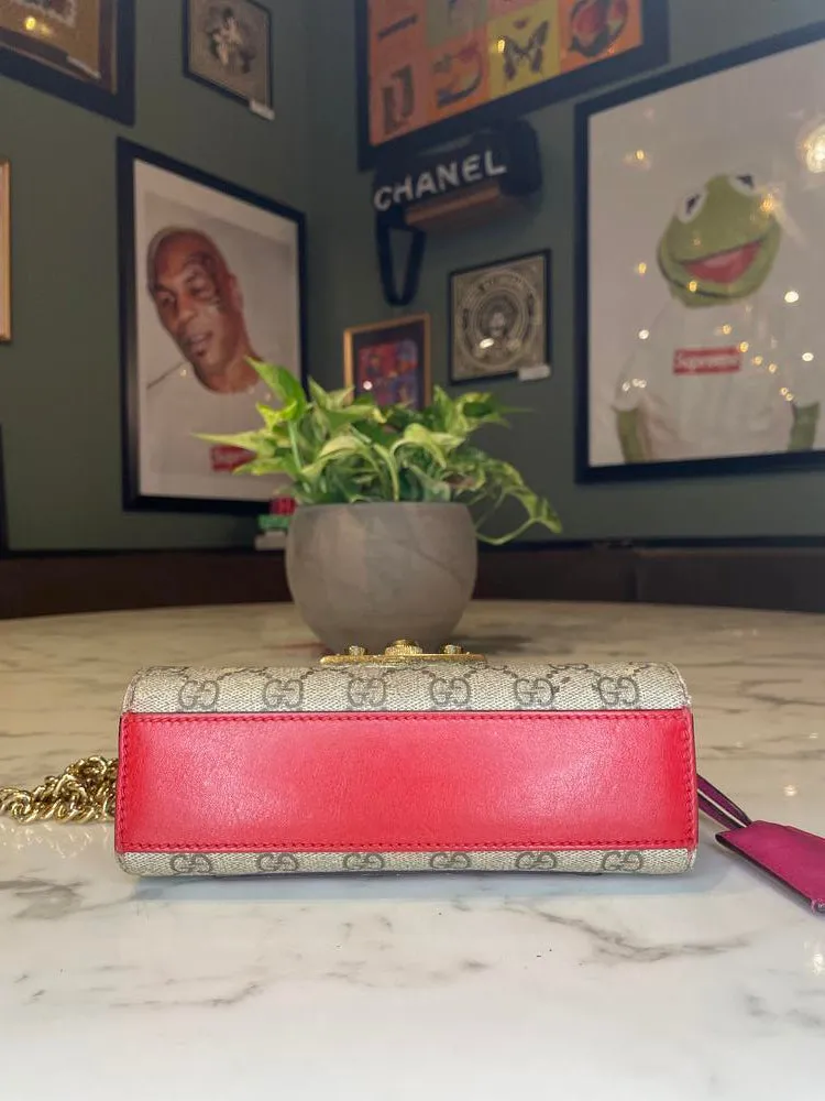 Gucci Handbag Red Beige Padlock