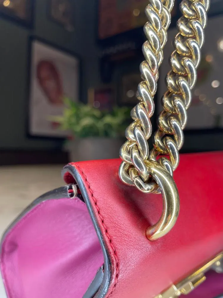 Gucci Handbag Red Beige Padlock