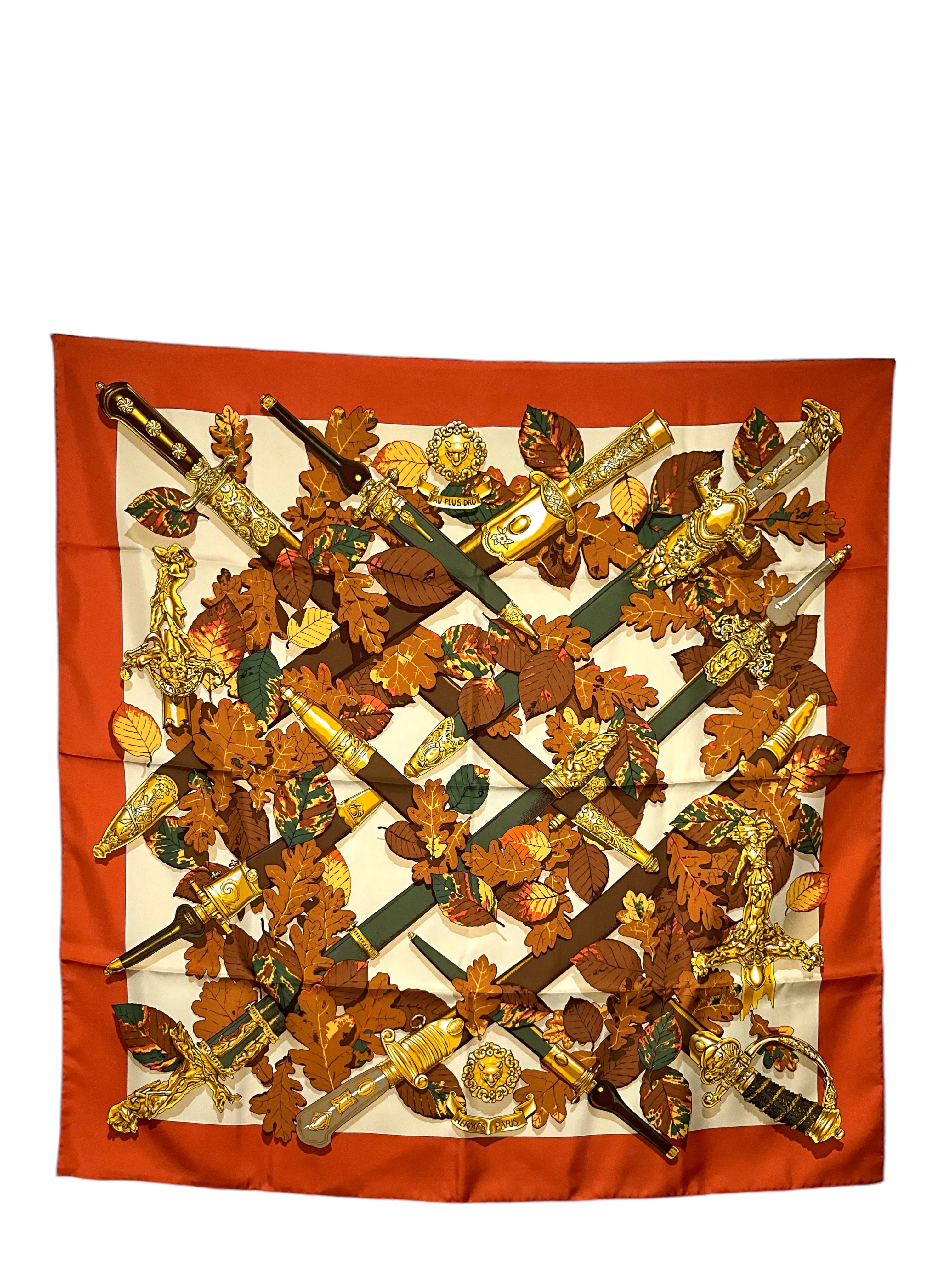 HERMES Au Plus Dru Silk Scarf 90