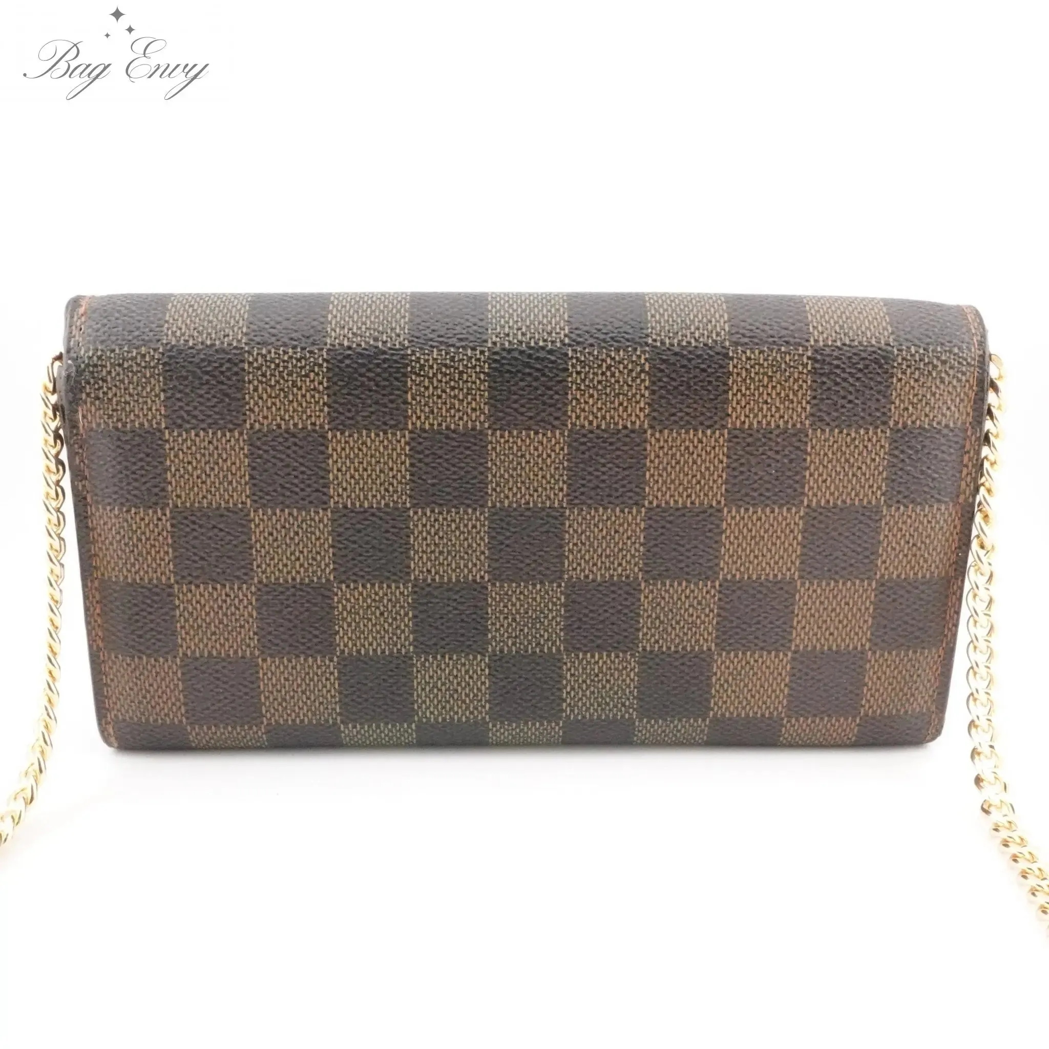 LOUIS VUITTON Damier Ebene Sarah Wallet with Chain
