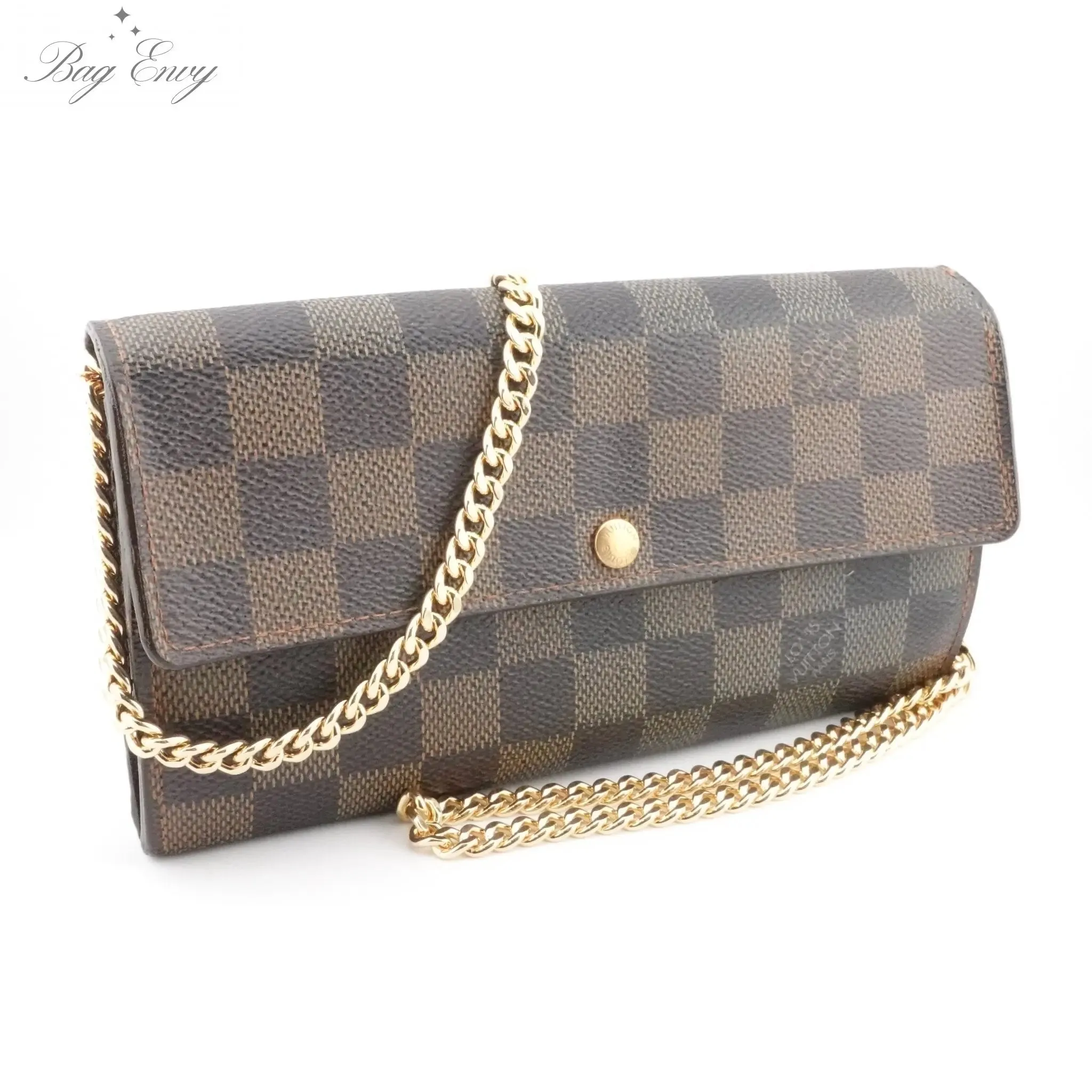 LOUIS VUITTON Damier Ebene Sarah Wallet with Chain