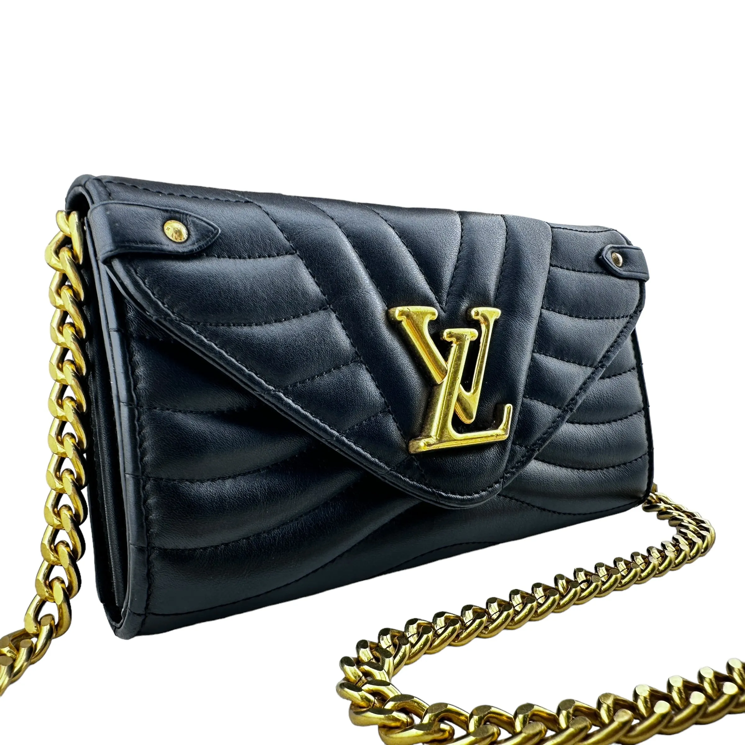 LOUIS VUITTON Leather New Wave Wallet with Unbranded Chain