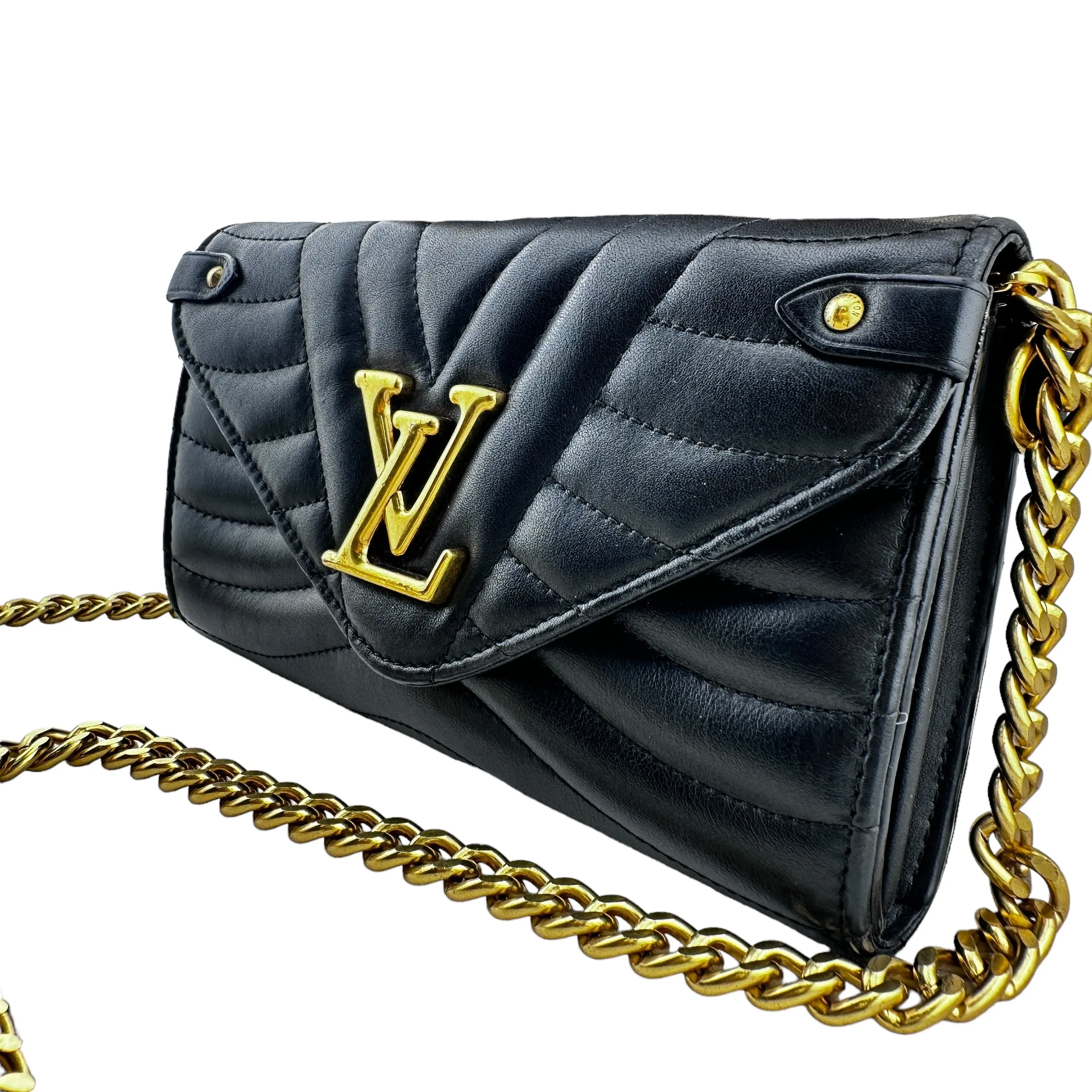LOUIS VUITTON Leather New Wave Wallet with Unbranded Chain