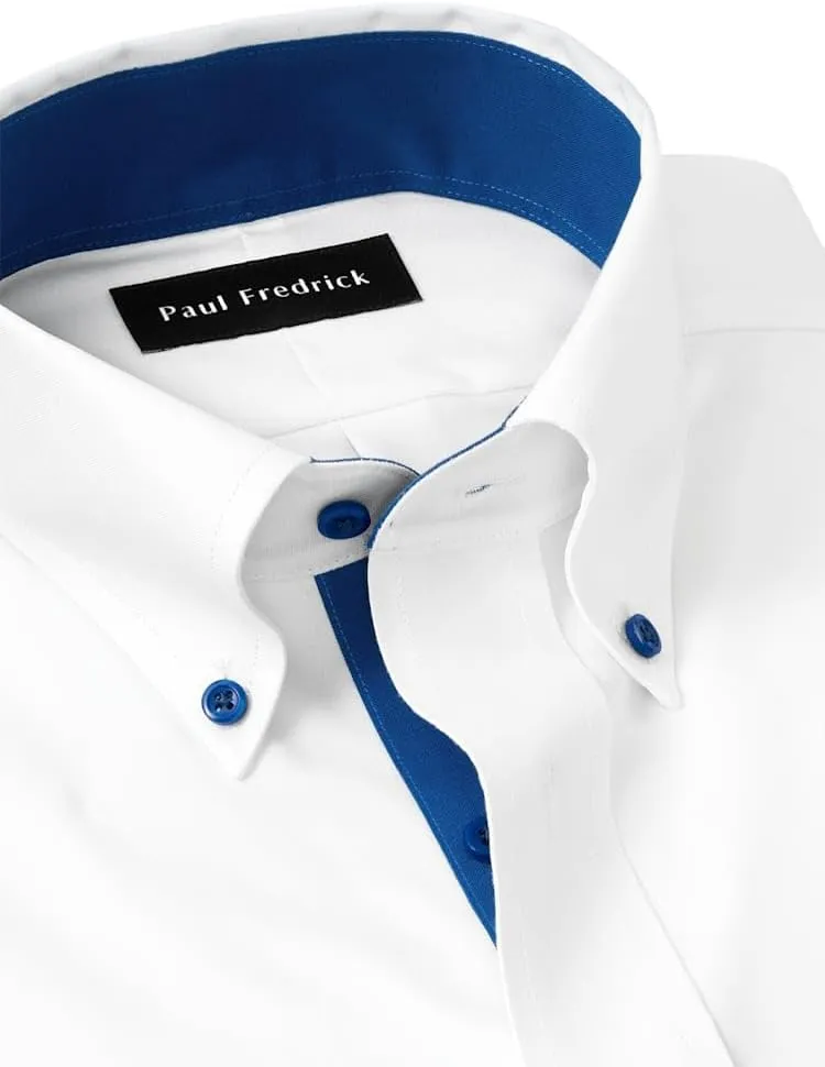 Paul Fredrick Men's Classic Fit Comfort Stretch Non-Iron Solid Dress Shirt