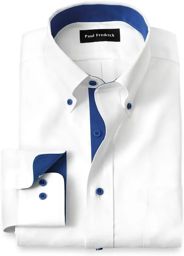 Paul Fredrick Men's Classic Fit Comfort Stretch Non-Iron Solid Dress Shirt