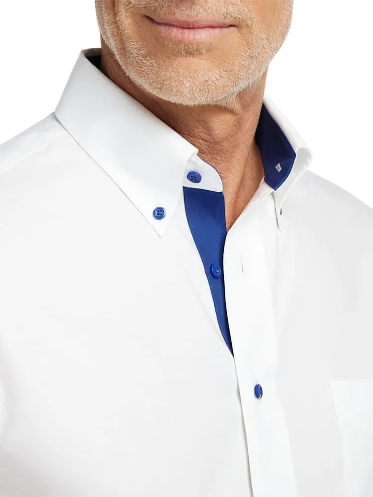 Paul Fredrick Men's Classic Fit Comfort Stretch Non-Iron Solid Dress Shirt