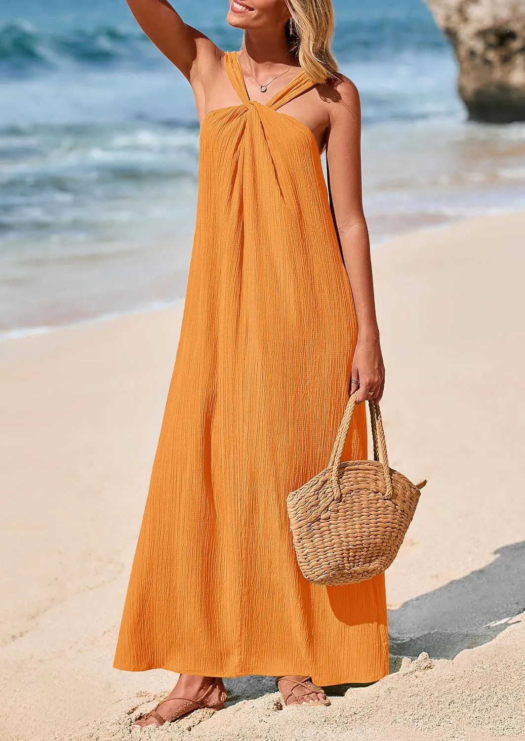 PRETTYGARDEN Womens 2025 Casual Long Summer Dresses Sleeveless Strappy Loose Flowy Beach Vacation Maxi Dress with Pockets