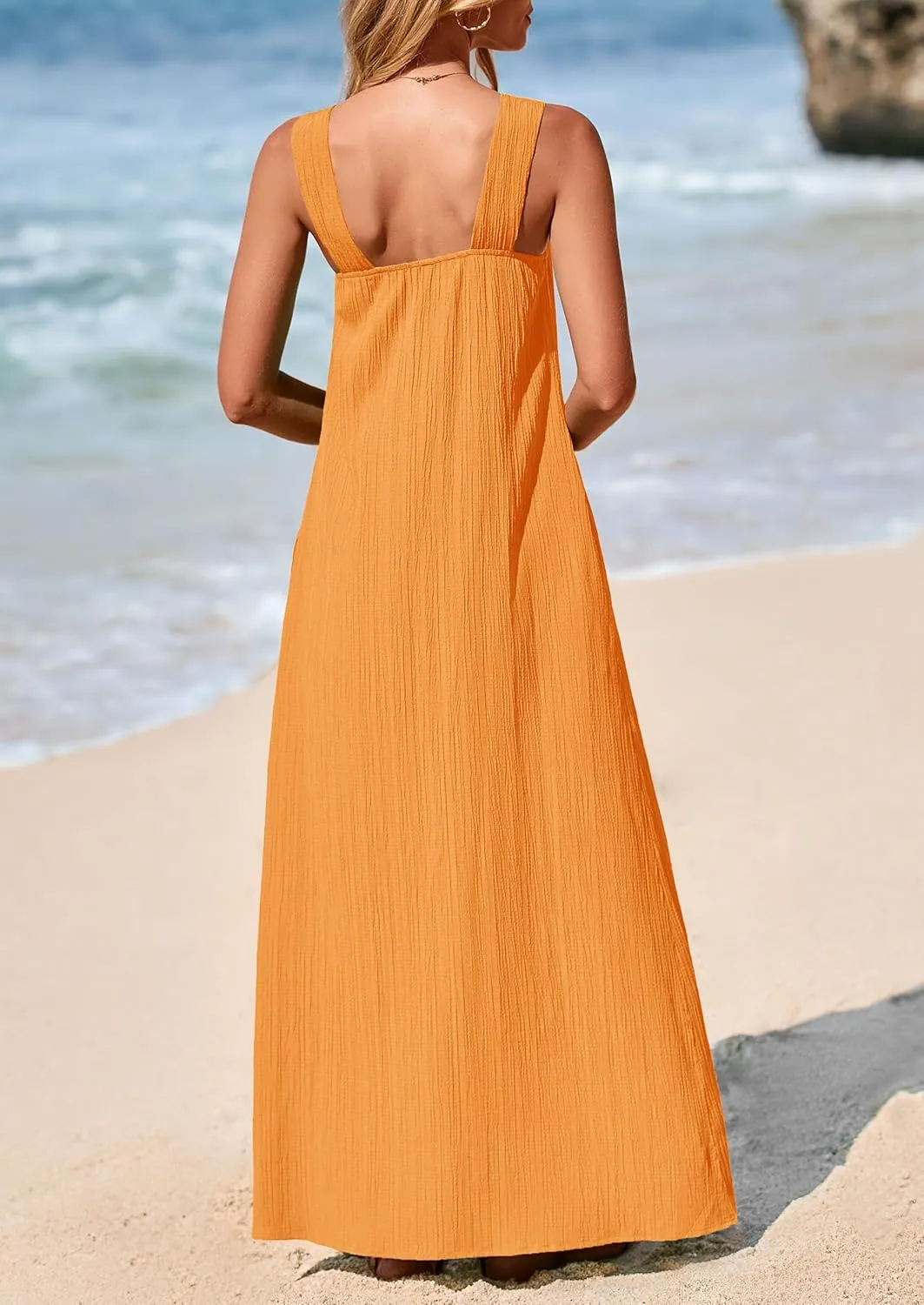 PRETTYGARDEN Womens 2025 Casual Long Summer Dresses Sleeveless Strappy Loose Flowy Beach Vacation Maxi Dress with Pockets