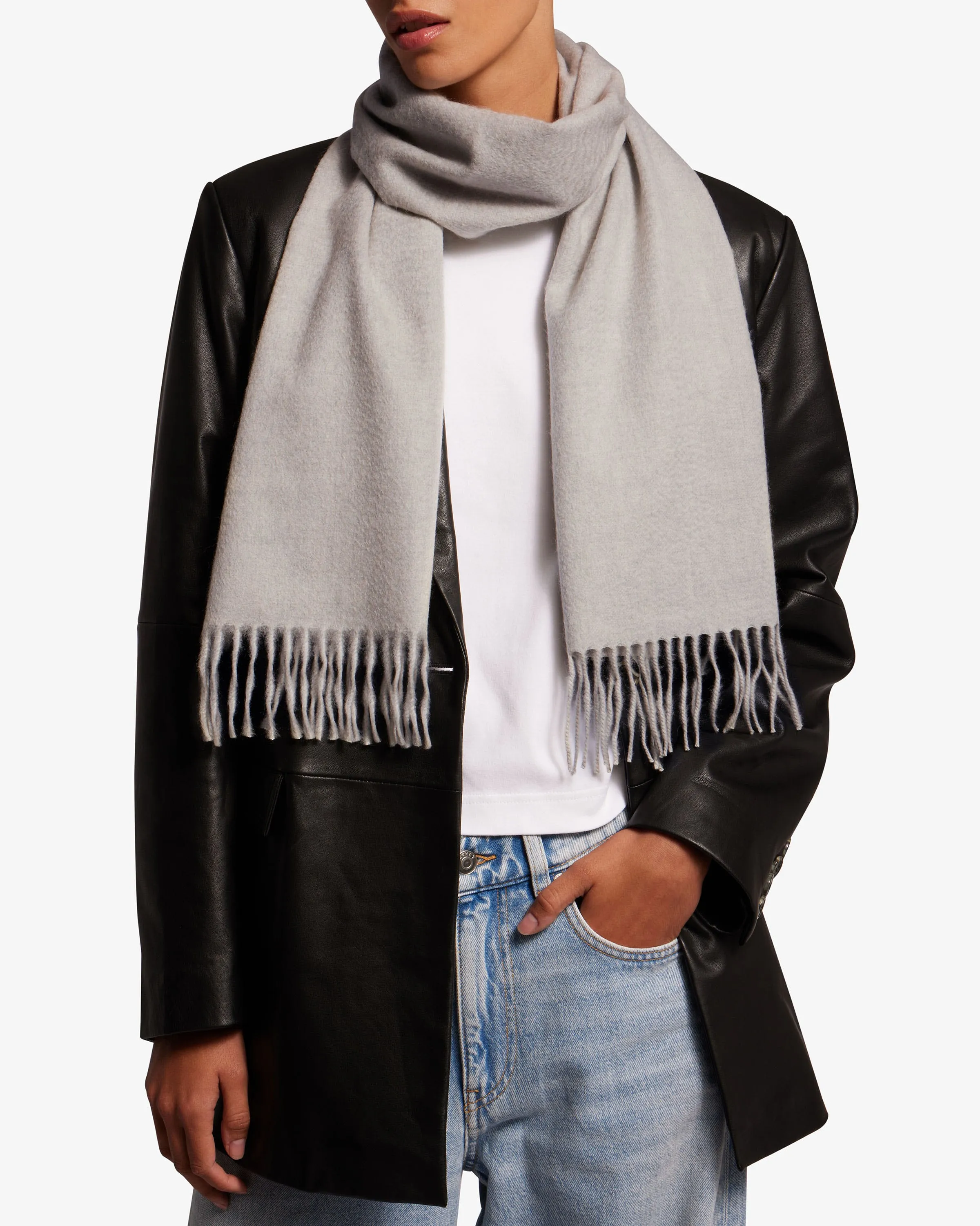 Pure Cashmere Scarf - Light Grey