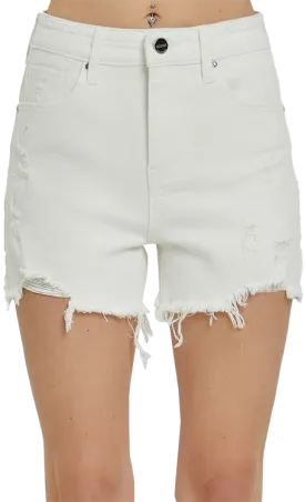 Risen White Distressed Shorts