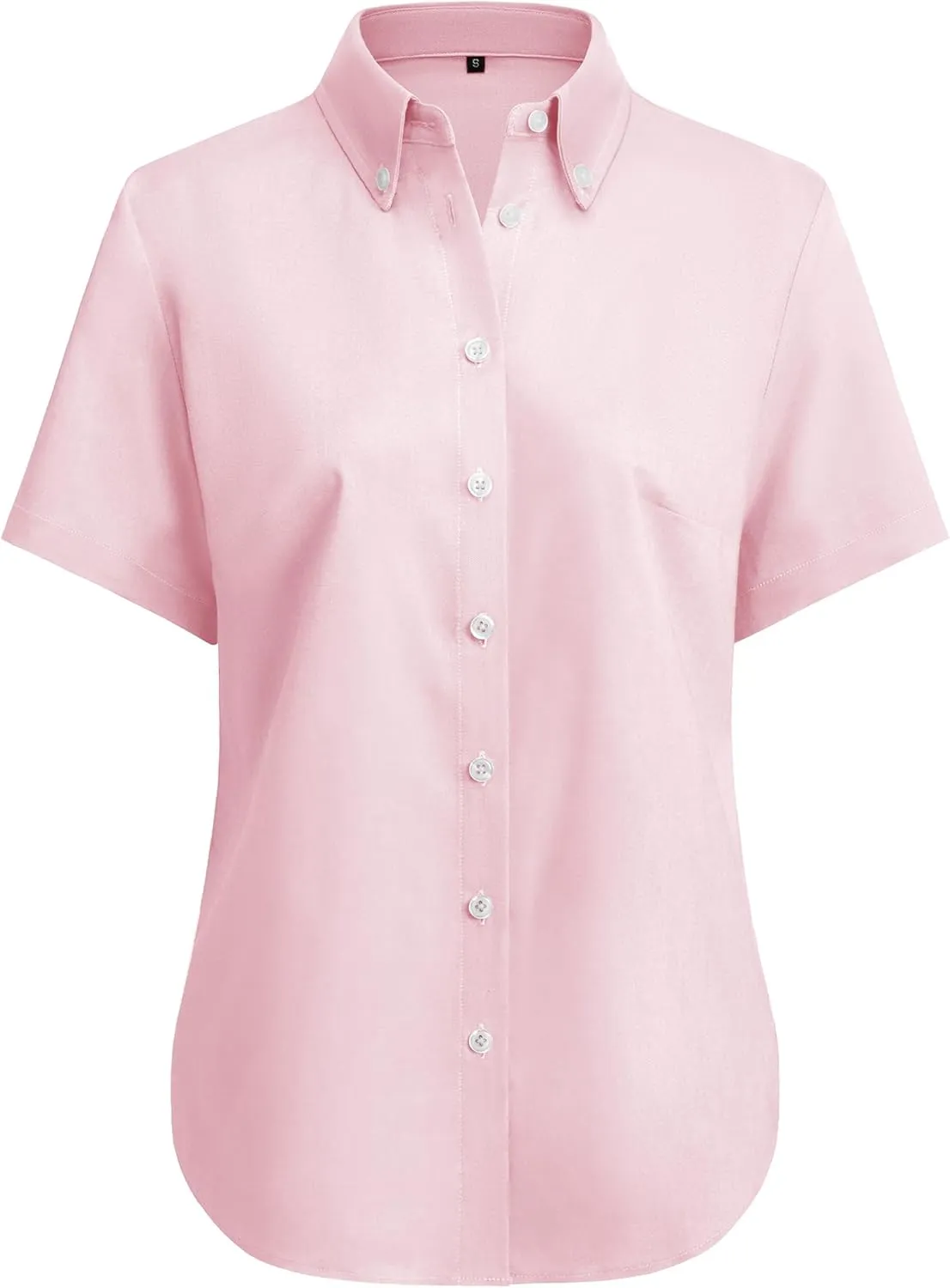 siliteelon Button Down Shirts Women Oxford Shirts Short Sleeve Cotton Wrinkle Free Dress Shirts Work Office Blouse