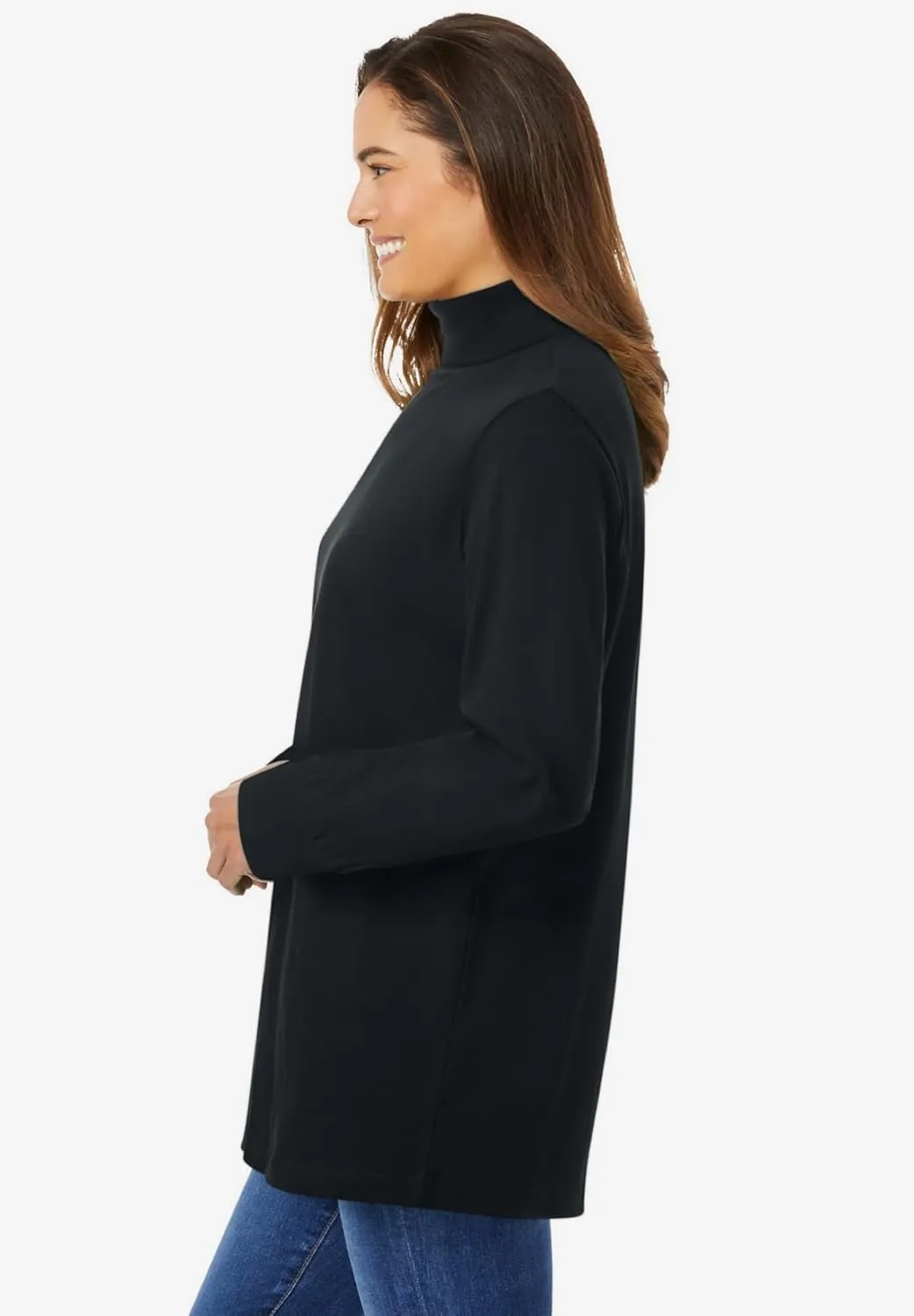 Woman Within Plus Size Perfect Long-Sleeve Turtleneck Tee (Petite Available)