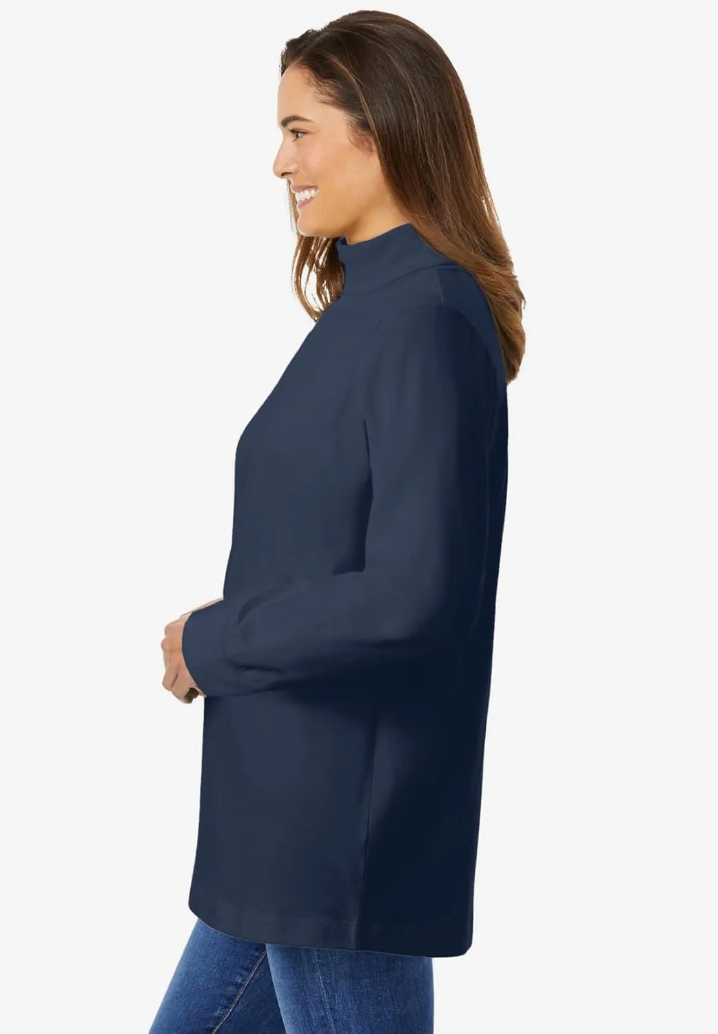 Woman Within Plus Size Perfect Long-Sleeve Turtleneck Tee (Petite Available)