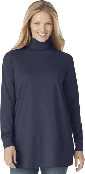 Woman Within Plus Size Perfect Long-Sleeve Turtleneck Tee (Petite Available)