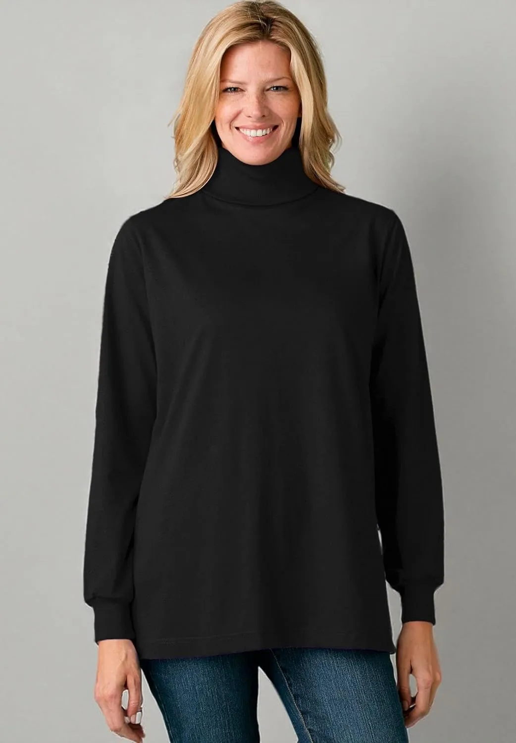 Woman Within Plus Size Perfect Long-Sleeve Turtleneck Tee (Petite Available)