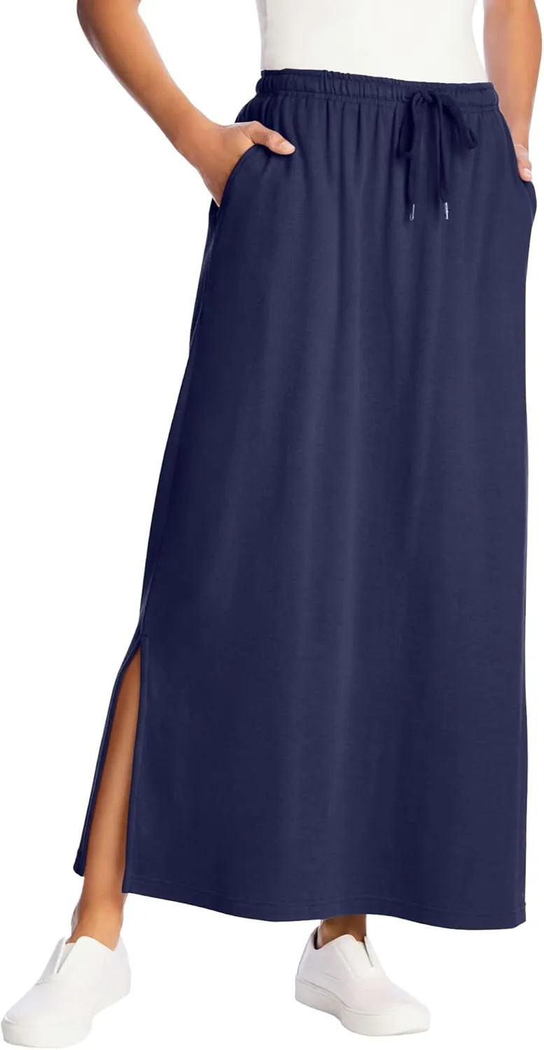 Woman Within Plus Size Sport Knit Side-Slit Skirt