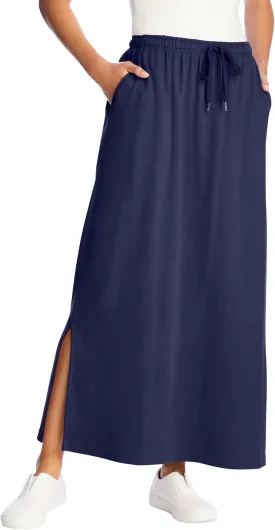 Woman Within Plus Size Sport Knit Side-Slit Skirt