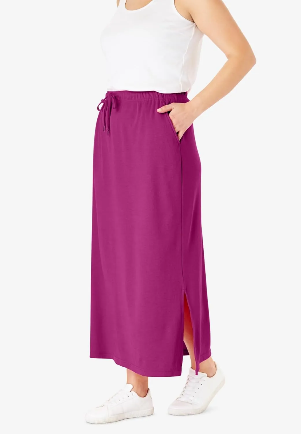 Woman Within Plus Size Sport Knit Side-Slit Skirt